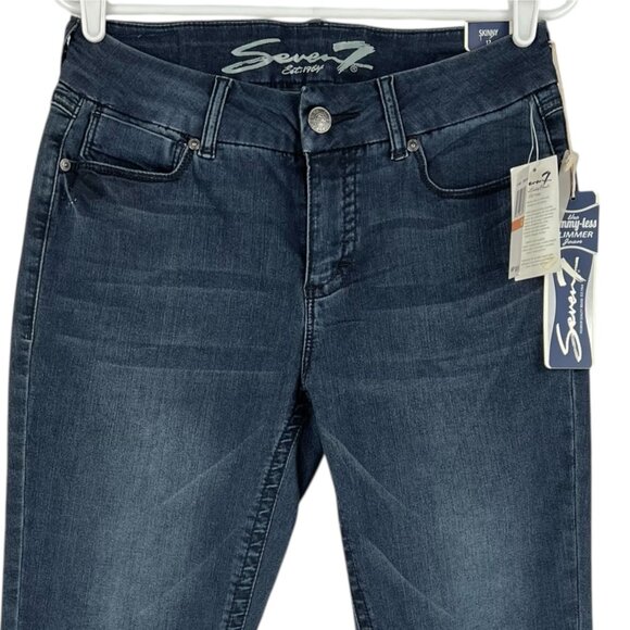 Seven7 Women's Tummy-Less Slimmer Skinny Stretch Mid Rise Blue Jeans Size 12 NWT - Picture 3 of 12